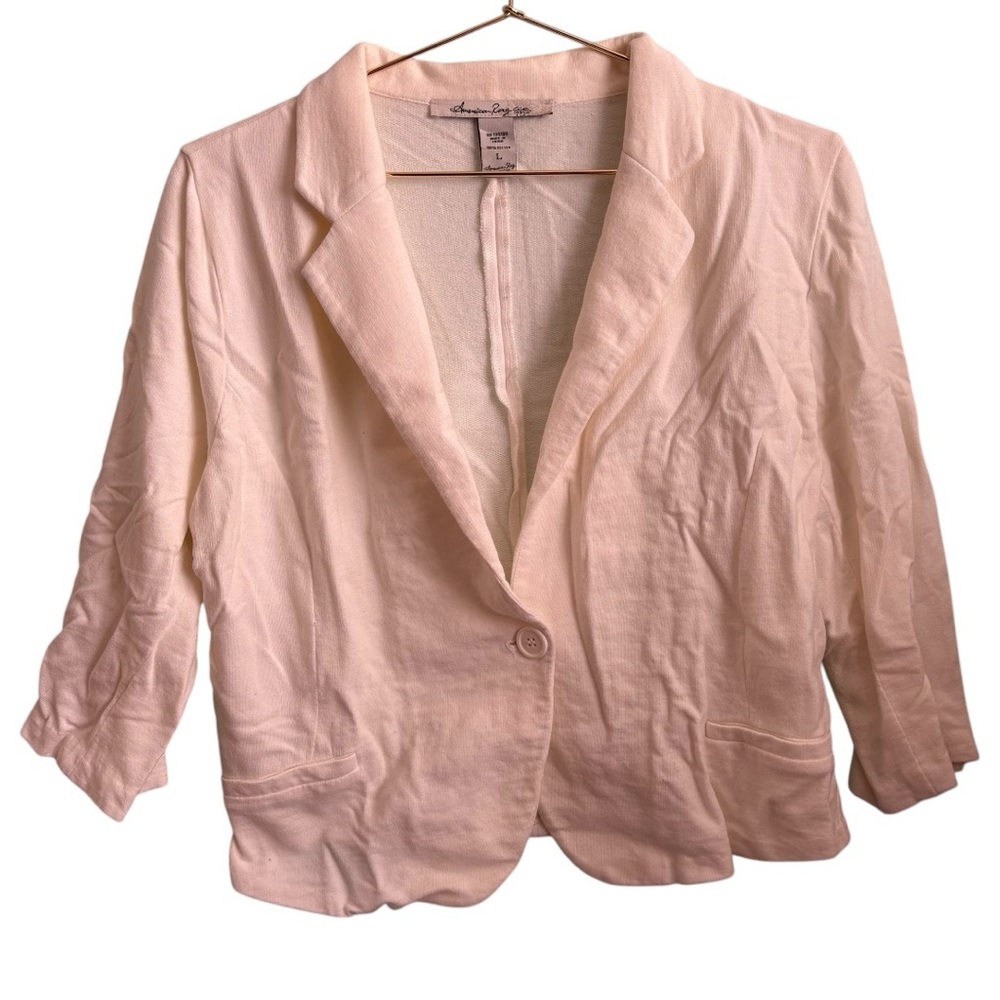 5for20 American Rag white cropped 3/4 sleeve cotton casual blazer
